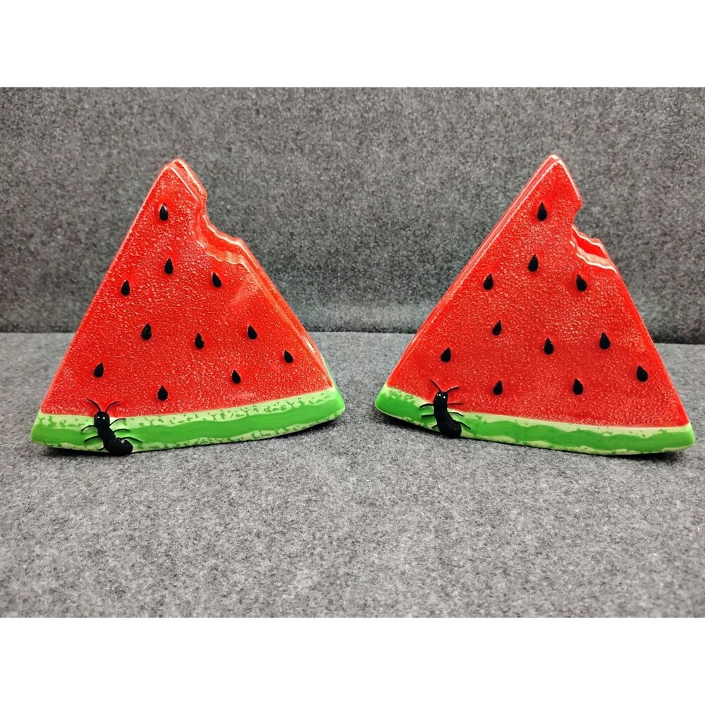 Sonoma Watermelon Napkin Holder Ceramic Red Green Picnic Ant Theme Set of 2